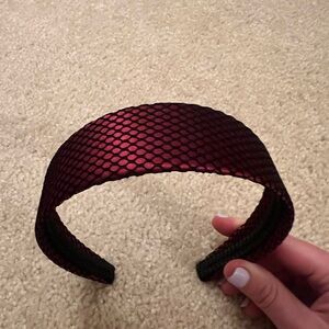 Wide Red Satin Mesh Headband for Women